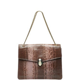 ブルガリ セルペンティ フォーエバー チェーン ワンショルダーバッグ ピンク ブラウン パイソン レザー レディース BVLGARI 【中古】