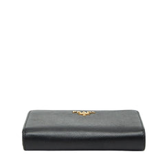 プラダ 二つ折り財布 ネイビー サフィアーノレザー レディース PRADA 【中古】