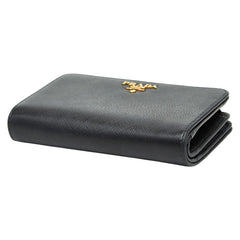 プラダ 二つ折り財布 ネイビー サフィアーノレザー レディース PRADA 【中古】