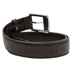 グッチ グッチシマ ベルト サイズ95・38 146413 ダークブラウン シルバー レザー メンズ GUCCI 【中古】