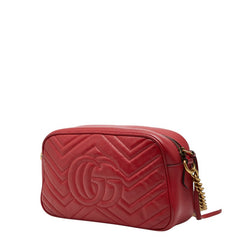 グッチ GGマーモント キルティング チェーン ショルダーバッグ 447632 レッド レザー レディース GUCCI 【中古】