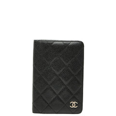 シャネル ココマーク マトラッセ - 手帳カバー ブラック キャビアスキン レディース CHANEL 【中古】
