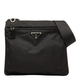 プラダ 三角ロゴプレート 斜め掛け ショルダーバッグ BT0420 ブラック ナイロン レザー レディース PRADA 【中古】