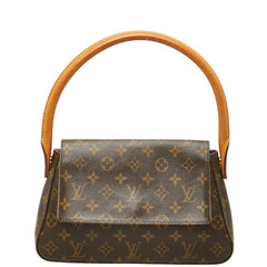 ルイ ヴィトン モノグラム ミニルーピング ショルダーバッグ ハンドバッグ M51147 ブラウン PVC レザー レディース LOUIS VUITTON 中古