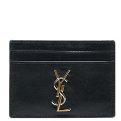 サンローラン YSLロゴ カードケース パスケース 370778 ブラック レザー レディース SAINT LAURENT 中古