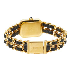 シャネル プルミエール L 腕時計 クオーツ ブラック文字盤 メッキ レザー レディース CHANEL 中古