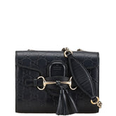 グッチ グッチシマ エミリー ホースビット 斜め掛け チェーン ショルダーバッグ 369622 ブラック レザー レディース GUCCI 【中古】