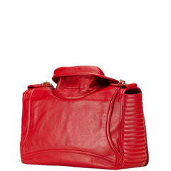 モスキーノ バイカー ジャケット ライダース 斜め掛け チェーン ショルダーバッグ レッド レザー レディース MOSCHINO 【中古】