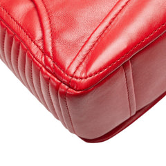 モスキーノ バイカー ジャケット ライダース 斜め掛け チェーン ショルダーバッグ レッド レザー レディース MOSCHINO 【中古】