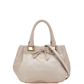 プラダ リボン ハンドバッグ ショルダーバッグ 2WAY ベージュ レザー レディース PRADA 【中古】