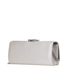 アナイ ビジュー 斜め掛け チェーン ショルダーバッグ パーティバッグ シルバー シルク レディース ANAYI 【中古】