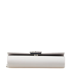 アナイ ビジュー 斜め掛け チェーン ショルダーバッグ パーティバッグ シルバー シルク レディース ANAYI 【中古】