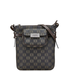 ロエベ アナグラム 斜め掛け ショルダーバッグ ブラック ブラウン PVC レザー レディース LOEWE 【中古】