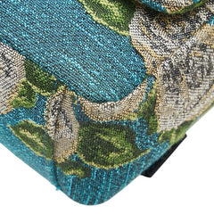 シンクビー 薔薇 バラ レオパード 斜め掛け チェーン ショルダーバッグ ブルー ベージュ コットンキャンバス ラインストーン レディース thinkbee 【中古】