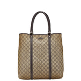 グッチ GGスプリーム トートバッグ ショルダーバッグ 223668 ベージュ ブラウン PVC レザー レディース GUCCI 中古