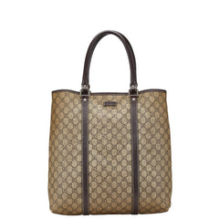 グッチ GGスプリーム トートバッグ ショルダーバッグ 223668 ベージュ ブラウン PVC レザー レディース GUCCI 中古