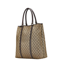 グッチ GGスプリーム トートバッグ ショルダーバッグ 223668 ベージュ ブラウン PVC レザー レディース GUCCI 中古