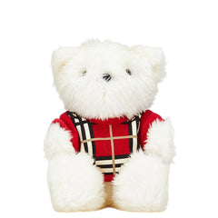 バーバリー テディベア クマ 熊 チェック ぬいぐるみ オフホワイト レッド ポリエステル コットン レディース BURBERRY 【中古】