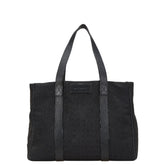 ブルガリ ロゴマニア ハンドバッグ トートバッグ ブラック キャンバス レザー レディース BVLGARI 【中古】