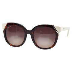 サルヴァトーレフェラガモ サングラス SF836SA ブラウン ホワイト プラスチック レディース Salvatore Ferragamo 【中古】