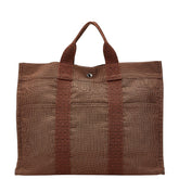 エルメス エールライン トートMM トートバッグ ハンドバッグ ブラウン キャンバス レディース HERMES 【中古】