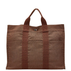 エルメス エールライン トートMM トートバッグ ハンドバッグ ブラウン キャンバス レディース HERMES 【中古】