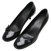 グッチ リボン インターロッキングG パンプス ヒール サイズ:35 317042 ブラック エナメル レディース GUCCI 【中古】