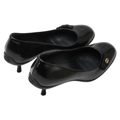 グッチ リボン インターロッキングG パンプス ヒール サイズ:35 317042 ブラック エナメル レディース GUCCI 【中古】