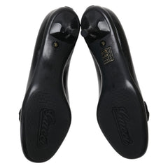 グッチ リボン インターロッキングG パンプス ヒール サイズ:35 317042 ブラック エナメル レディース GUCCI 【中古】