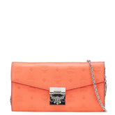 エム シー エム ヴィセトス チェーン ウォレット 長財布 レッド レザー レディース MCM 【中古】