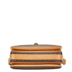 セリーヌ マカダム 斜め掛け ショルダーバッグ ブラウン ベージュ PVC レザー レディース CELINE 【中古】