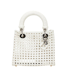 ディオール レディディオール メッシュ 編み込み ハンドバッグ ホワイト レザー レディース Dior 【中古】