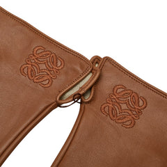 ロエベ アナグラム 手袋 グローブ ブラウン レザー シルク レディース LOEWE 【中古】