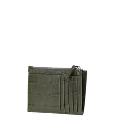 バレンシアガ 型押し カードケース コインケース フラグメントケース 640535 カーキグリーン レザー メンズ BALENCIAGA 【中古】