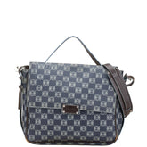 ロエベ アナグラム 斜め掛け ショルダーバッグ メッセンジャーバッグ ネイビー グレー PVC レザー レディース LOEWE 【中古】