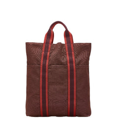 エルメス フールトゥ カバス トートバッグ ハンドバッグ ブラウン レッド キャンバス レディース HERMES 【中古】