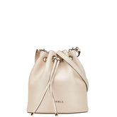 フルラ ロゴ 巾着 斜め掛け ショルダーバッグ ピンク ベージュ レザー レディース Furla 【中古】