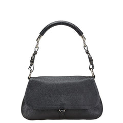 プラダ 三角ロゴプレート ワンショルダーバッグ ブラック レザー レディース PRADA 【中古】