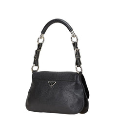 プラダ 三角ロゴプレート ワンショルダーバッグ ブラック レザー レディース PRADA 【中古】