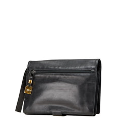 ロエベ アナグラム クラッチバッグ セカンドバッグ ブラック レザー レディース LOEWE 【中古】