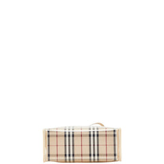 バーバリー ノバチェック トートバッグ ショルダーバッグ ベージュ ビニール レザー キャンバス レディース BURBERRY 【中古】