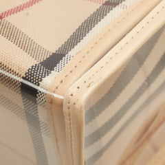 バーバリー ノバチェック トートバッグ ショルダーバッグ ベージュ ビニール レザー キャンバス レディース BURBERRY 【中古】