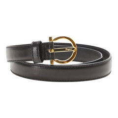 サルヴァトーレフェラガモ ガンチーニ ベルト 70 ブラック ゴールド金具 レザー レディース Salvatore Ferragamo 【中古】