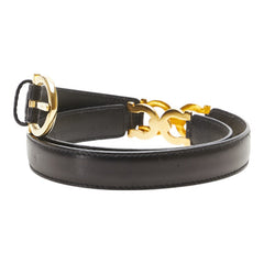 サルヴァトーレフェラガモ ガンチーニ ベルト 70 ブラック ゴールド金具 レザー レディース Salvatore Ferragamo 【中古】