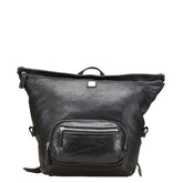 エム シー エム ロゴプレート リュック バックパック ブラック レザー レディース MCM 中古