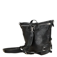 エム シー エム ロゴプレート リュック バックパック ブラック レザー レディース MCM 【中古】