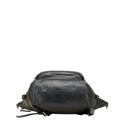 エム シー エム ロゴプレート リュック バックパック ブラック レザー レディース MCM 【中古】