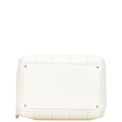 シャネル チョコバー ココマーク ハンドバッグ ミニボストン ホワイト キャビアスキン レディース CHANEL 【中古】