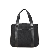 ブルガリ ロゴマニア トートバッグ ハンドバッグ ブラック キャンバス レザー レディース BVLGARI 【中古】