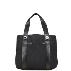 ブルガリ ロゴマニア トートバッグ ハンドバッグ ブラック キャンバス レザー レディース BVLGARI 【中古】